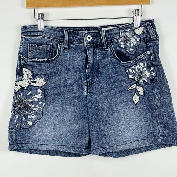 Pilcro Pants - Pilcro & the Letterpress Embellished Beaded Slim Boyfriend Jean Shorts Womens 27